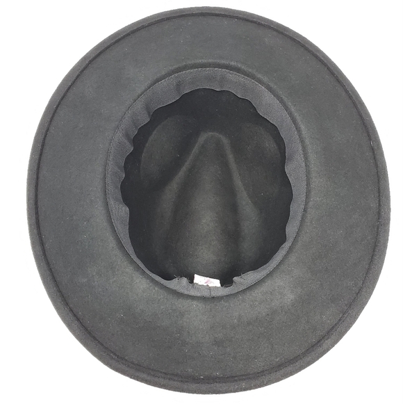 NINE WEST BLACK FEDORA HAT 100% WOOL CHEETAH PRINT BAND WOMEN OS - Picture 8 of 13